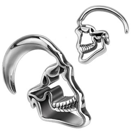 Pair of 316L Stainless Surgical Steel Skull Hanging Tapers Plugs Expander E424