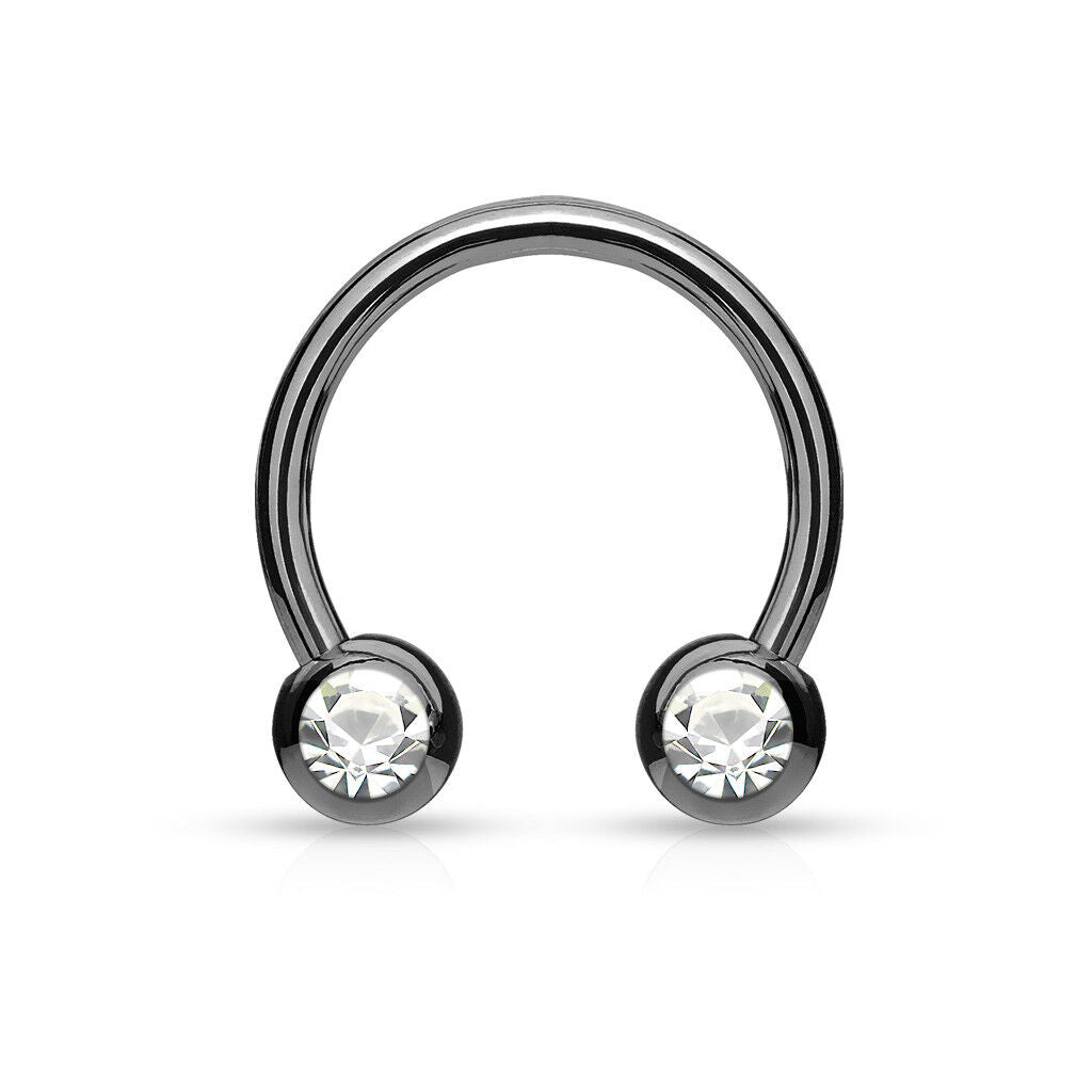 Pair of Nipple Ring Front Facing CZ Surgical Steel Circular Ear Cartilage C268