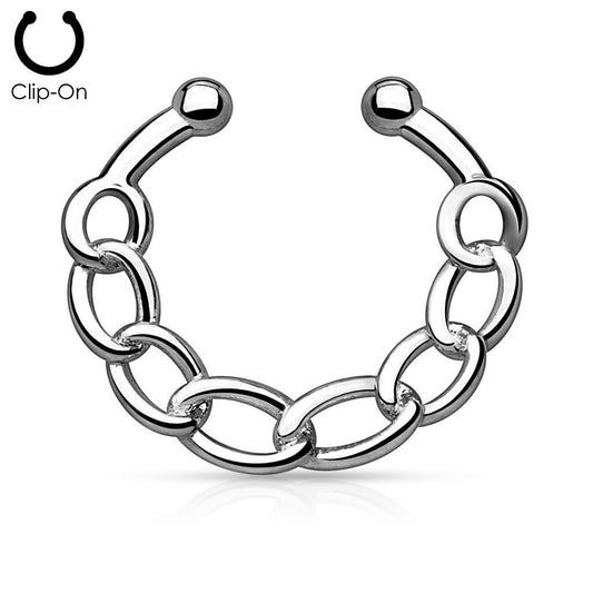 1 - Chain IP Brass Non-Piercing Septum Hanger 316L Surgical Steel Nose Rings F86