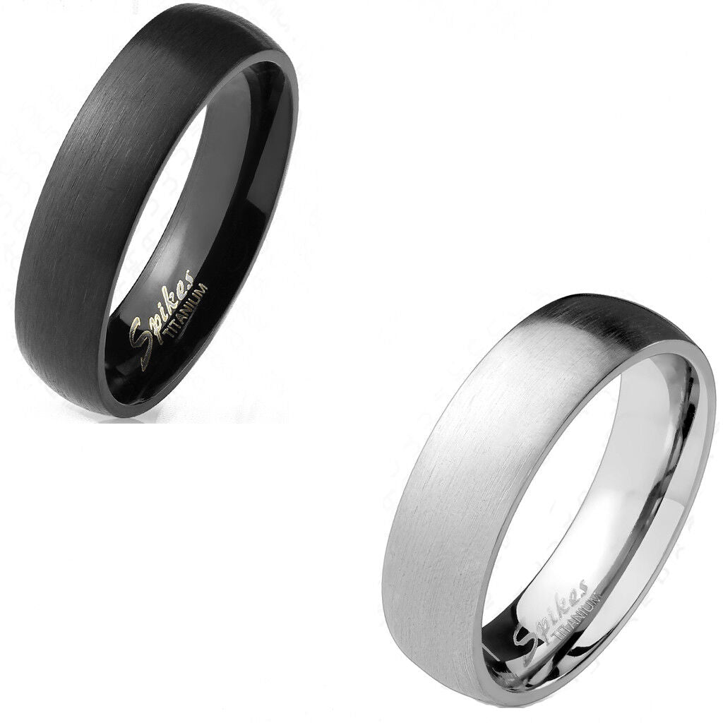 Wide Dome Brushed Finish Solid Titanium 6mm Width Classic Wedding Band Ring