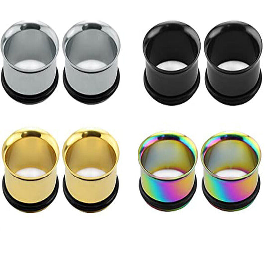 8 PIECES 8g-5/8 in Stainless Steel Single Flares Ear Tunnels Stretching E561
