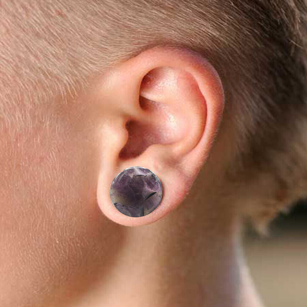 6 Pairs of Single Flare Stone Ear Plugs Silicone Expander Gauges 8ga - 5/8 E554