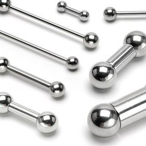 1 - 14 or 12 Gauge Straight Barbell  316L Surgical Steel Barbell Ball