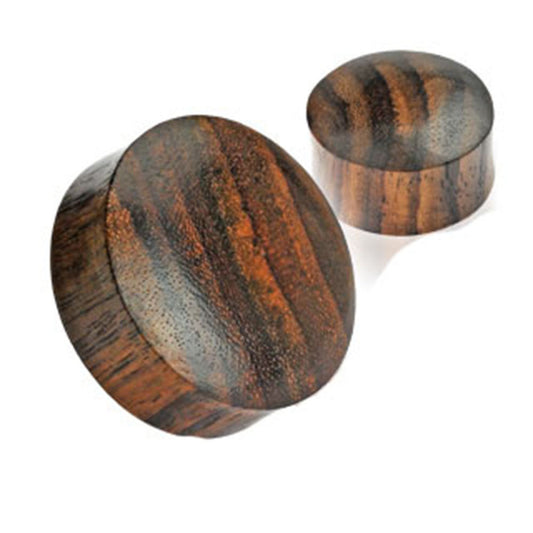 Pair (2) Solid Brown Sono Wood Ear Plugs Saddle Tunnel 2g - 2" Earlet Gauge E140