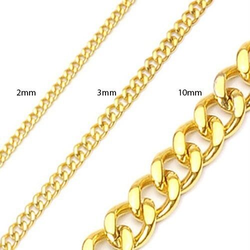 PVD Gold Stainless Steel Chain Necklace Width 2mm 3mm 10mm