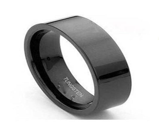 Black Tungsten Carbide 10MM Wide Pipe Classic Flat Wedding Ring Band R105