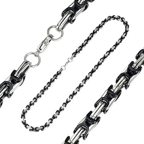 Stainless Steel Chain Necklace with Black IP Clip Accent Length 610MM W 7MM K251