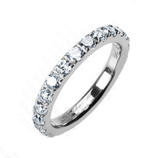 Solid Titanium Eternity with Round CZs all around Band Ring Size 5 - 8 R116