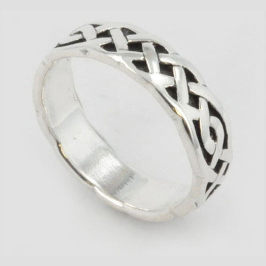 Silver Celtic Tribal Weaved Knot Ring Band Classic Celtic Knotwork R303