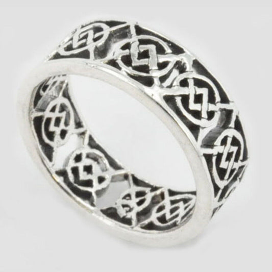 Silver Celtic Tribal Weaved Knot Ring Band Classic Celtic Knotwork R301