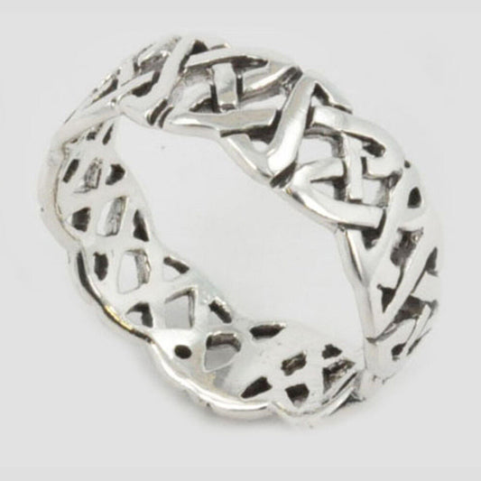 Silver Celtic Tribal Weaved Knot Ring Band Classic Celtic Knotwork R304