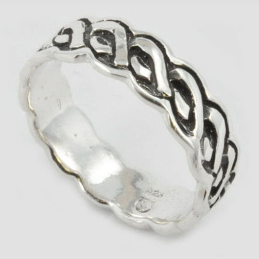 Silver Celtic Tribal Weaved Knot Ring Band Classic Celtic Knotwork R302
