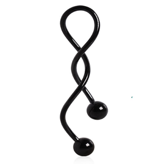 1- 14 GA 1 3/8" Black Belly Button Twist Stainless Steel Navel Ring Earring B627