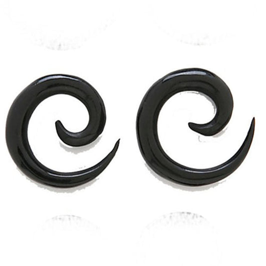 Pair of Black Horn Spiral Organic Tapers Claws Hangers Expanders E183