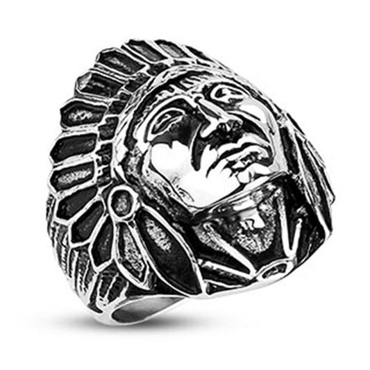 Stainless Steel Indian Chief Wide Cast Shield 27mm Ring R460