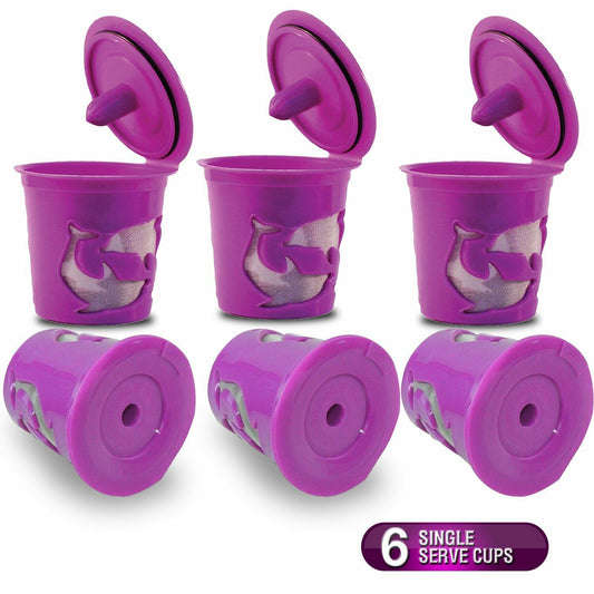 6 - Purple Refillable Reusable Single K-Cups Filter Pod for Keurig Coffee Makers