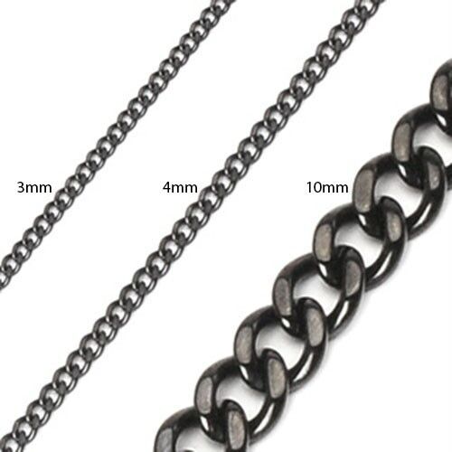 PVD Black Over Stainless Steel Chain Necklace Width 2mm 3mm 4mm 6mm 10mm