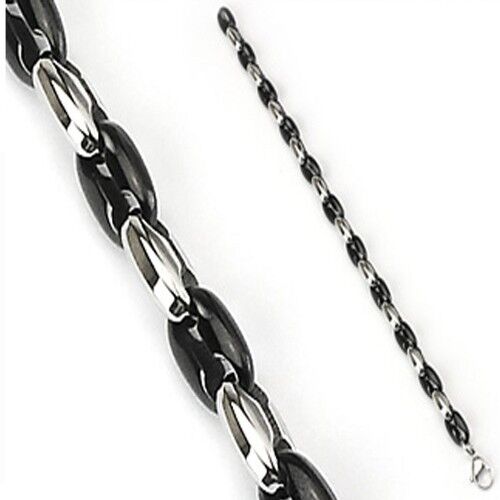 Two Tone Bean Link Stainless Bracelet Wristband K124