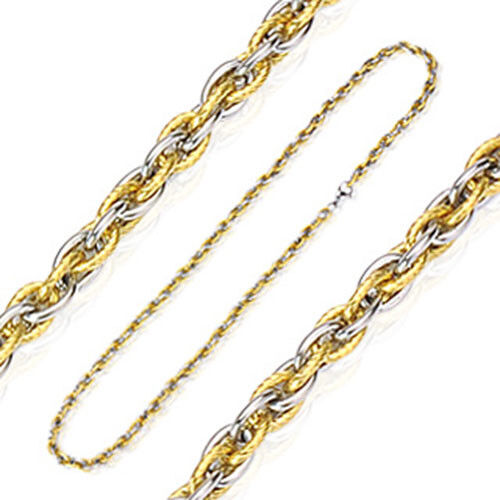 Stainless Steel Tri-Link Two Tone IP Gold Chain Length 600mm Width 7mm K175