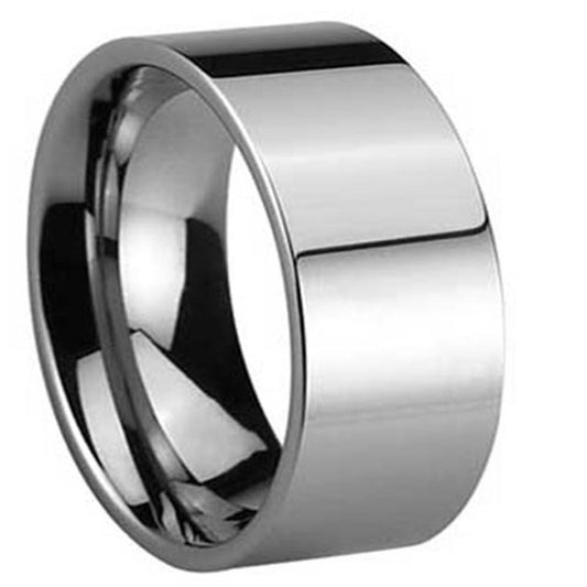 Tungsten Carbide 12mm Width Pipe Polish Finish Wedding Flat Ring Band R196