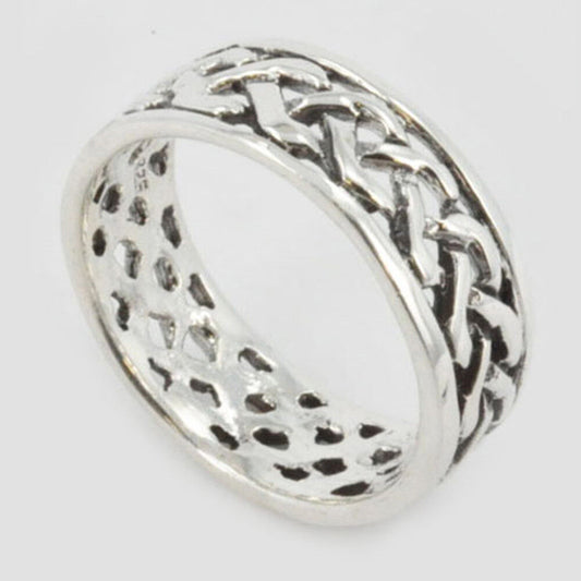 Silver Celtic Tribal Weaved Knot Ring Band Classic Celtic Knotwork R306