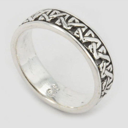 Silver Celtic Tribal Weaved Knot Ring Band Classic Celtic Knotwork R297