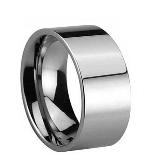 Tungsten Carbide 10mm Width Pipe Polish Finish Wedding Flat Ring Band R174