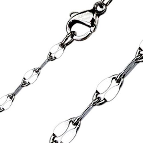 Stainless Steel Flat Oval Chain Link Necklace Length 558.8mm Width 1.2mm K237