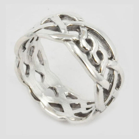 Silver Celtic Tribal Weaved Knot Ring Band Classic Celtic Knotwork R300
