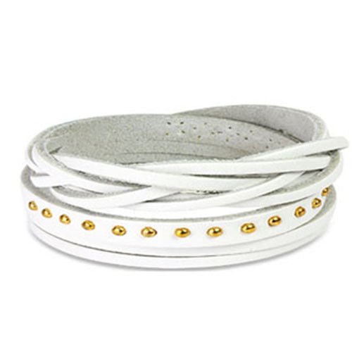 White Leather Triple Wrap Bracelet Wristband Studs K66