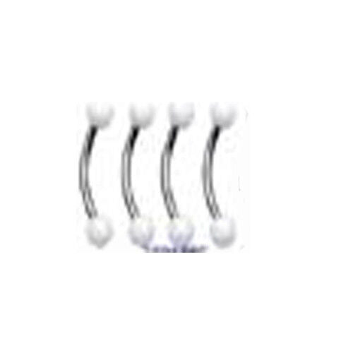 5 - 16 g 3/8 White Curved Eyebrow Ring Stainless Steel Barbell Gauge D11