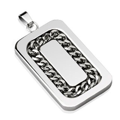 Stainless Steel Chain Link Inlay Pendant P267