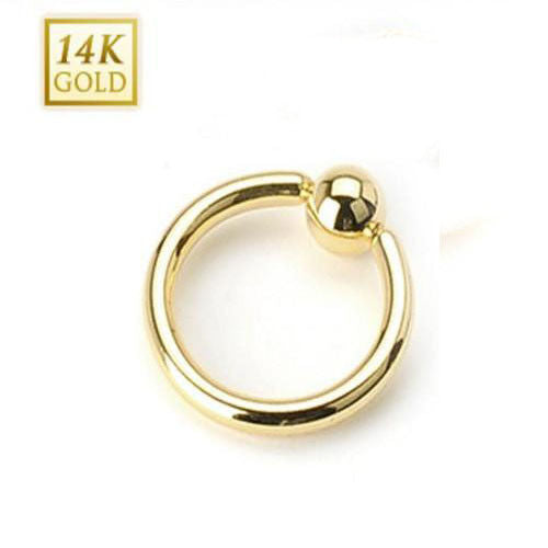 14K  Solid Gold Captive Bead Ring Hoop CBR  14 , 16 . 18 Gauge Body Jewelry C92