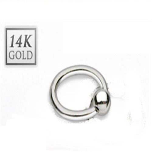 14(1.6mm) 3/8 inch(10mm) 4mm 14K  White Gold Captive Bead Ring Hoop C93