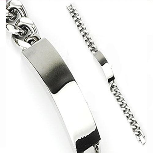 Men Round Link Chain ID Stainless Bracelet Wristband K162