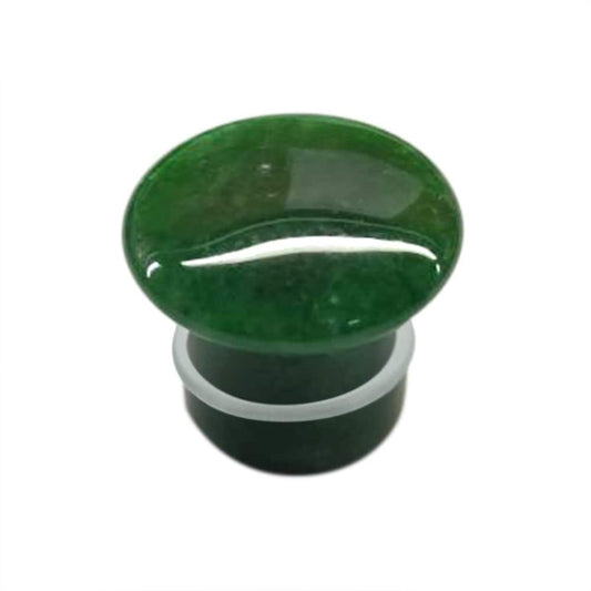 Pair of Green Jade Single Flare Stone Ear Plugs Silicone O-Ring Expander synthetic Gauges 8ga - 5/8 inch E554