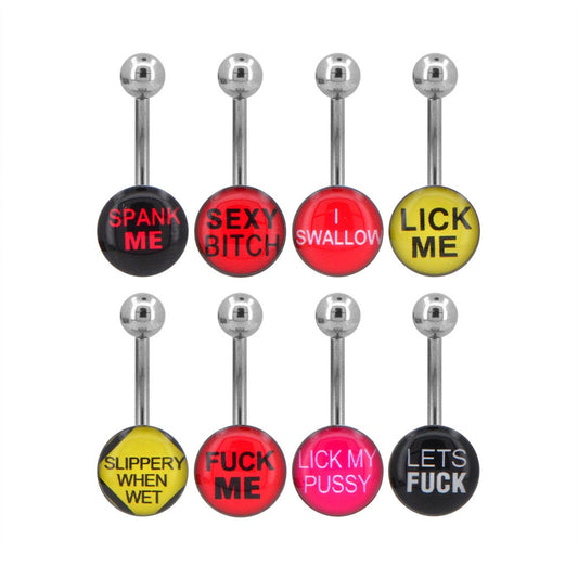 Assorted Sets of Belly Button Ring Double Nasty words 316L Stainless Steel Navel Body Piercing Jewelry