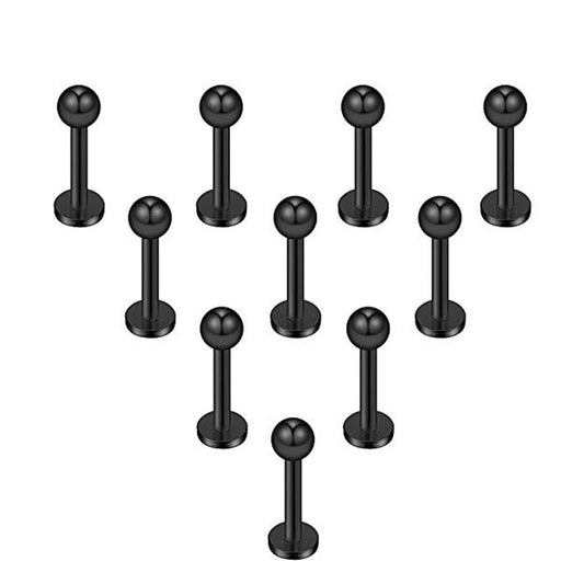 10 - 16 Gauge 5/16 Inch 3mm Ball Black IP 316L Stainless Steel Labret Monroe Lip Ring Tragus Helix Cartilage Earring Stud Barbell L218