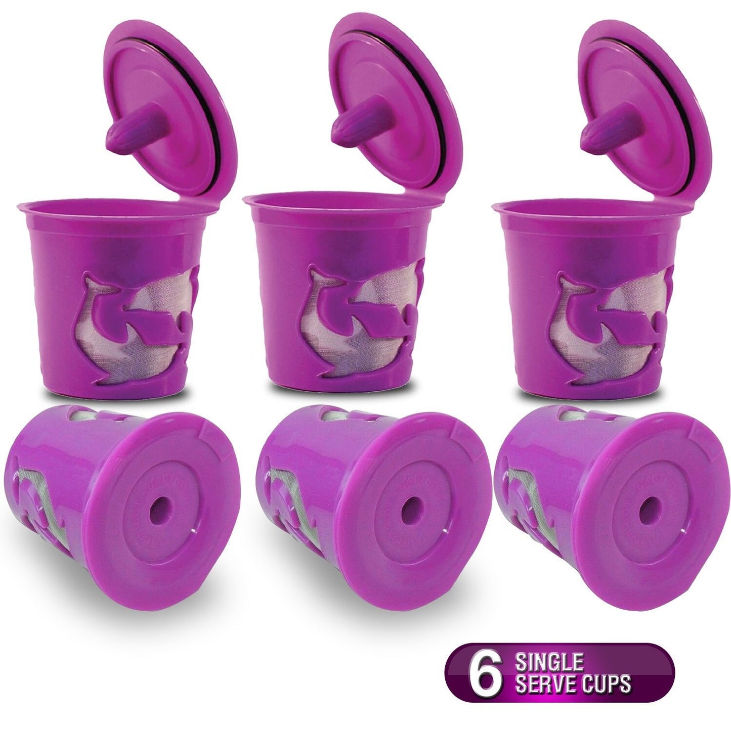 6 - Purple Refillable Reusable Single K-Cups Filter Pod for Keurig Coffee Makers