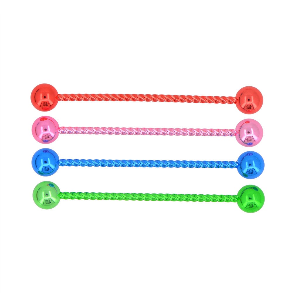 4 - 14 Gauge 1 3/8 Inch(38mm) Braided 316L Surgical Steel Industrial Barbell Belly Red Pink Blue Green T281
