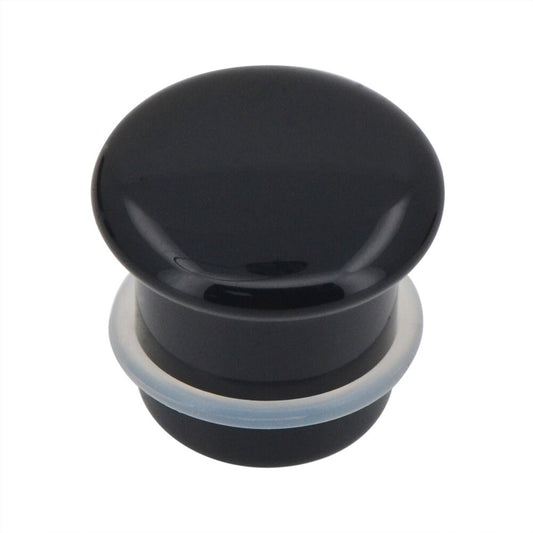 Blue Palm Jewelry Pair of Black Obsidian Single Flare Stone Ear Plugs Silicone O-Ring Expander Gauges 8ga - 1 inch E616