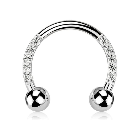 1-16 Gauge Clear CZ Horseshoe Septum Nose Ear Lip Ring Helix Tragus Piercing Jewelry C324