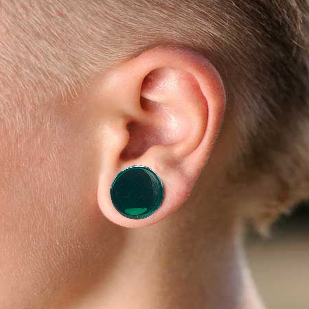 4 Pairs of Double Flare Glass Plugs Sizes 2GA-13/16" Clear Black Green Blue E565