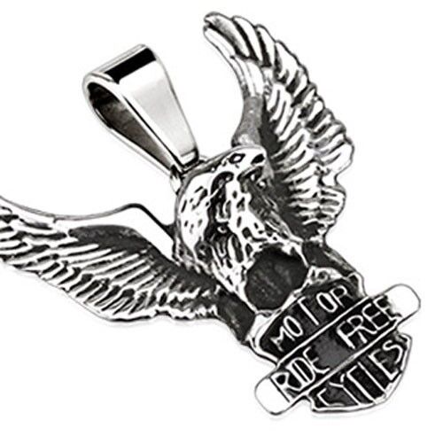 Stainless Steel Freedome Eagle Standing Over Riders Shield Pendant P207
