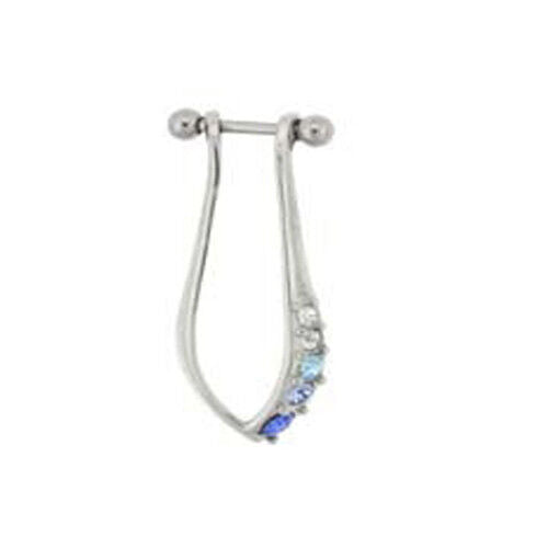 16 Gauge 1/4" Width Blue Aqua Clear Cartilage Helix Cuff  Earring A40 A39